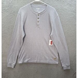 Wrangler Shirt Adult Medium Gray Henley Waffle Knit Thermal Workwear Chore Barn